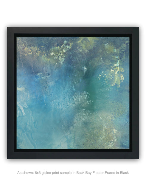 A stunning artwork featuring soft aquas and teals mimicking the iridescent interior of an abalone shell, with layered glazes capturing its ethereal translucence.