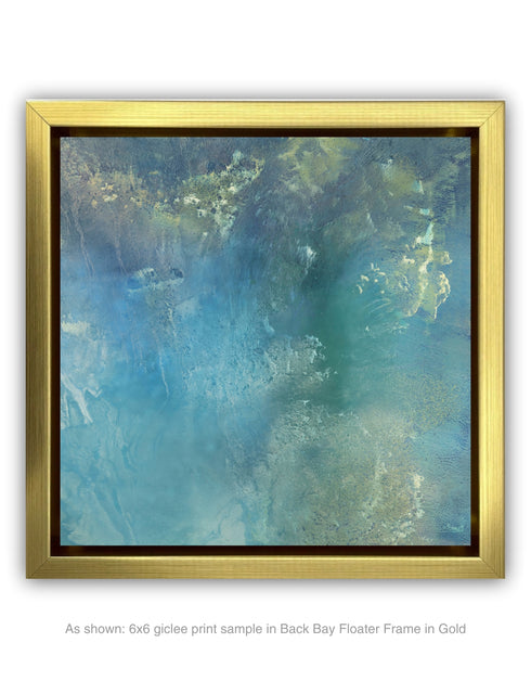 A stunning artwork featuring soft aquas and teals mimicking the iridescent interior of an abalone shell, with layered glazes capturing its ethereal translucence.