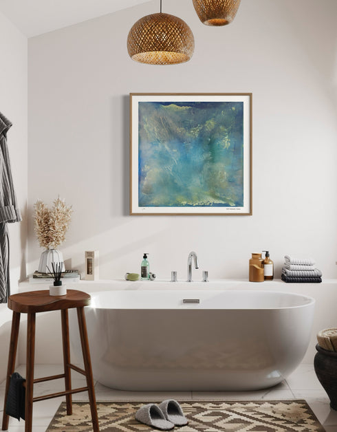 Abalone is a Limited Edition Print by Seth B. Minkin, featuring serene aquas and teals, reflecting the calming iridescence of abalone shells.