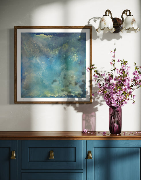 Abalone is a Limited Edition Print by Seth B. Minkin, featuring serene aquas and teals, reflecting the calming iridescence of abalone shells.