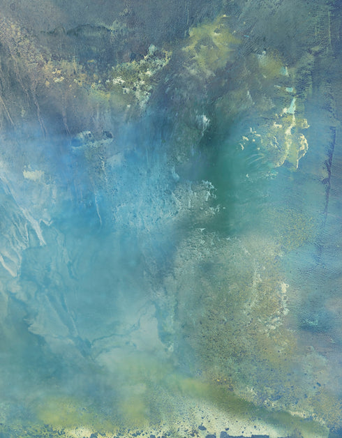 "Abalone" captures the serene beauty of the ocean depths through an abalone shell's iridescence. This diptych's soft aquas and teals mimic nacre's shimmer, offering a calming and reflective escape into natural marvels. Elevate your space with its luminous, calming presence.