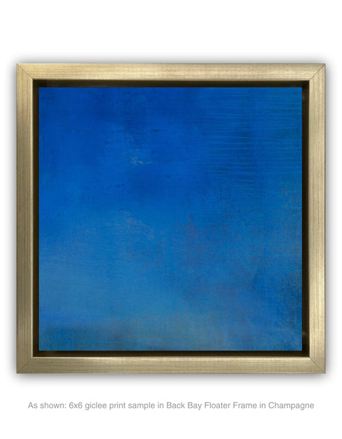 Abstract painting with opulent royal blue and gold tones, featuring an abstracted gilded silhouette, evoking Old World majesty and modern abstraction.