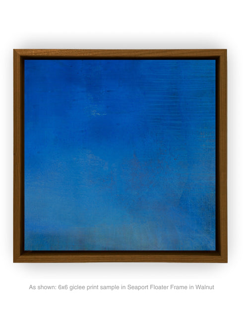 Abstract painting with opulent royal blue and gold tones, featuring an abstracted gilded silhouette, evoking Old World majesty and modern abstraction.