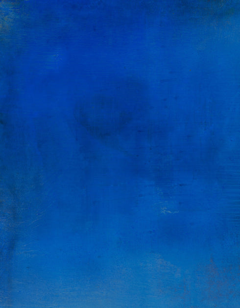 Abstract painting with opulent royal blue and gold tones, featuring an abstracted gilded silhouette, evoking Old World majesty and modern abstraction.