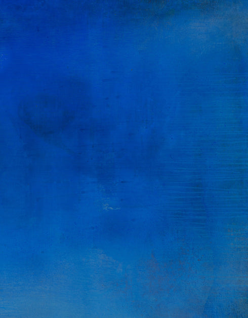 Abstract painting with opulent royal blue and gold tones, featuring an abstracted gilded silhouette, evoking Old World majesty and modern abstraction.