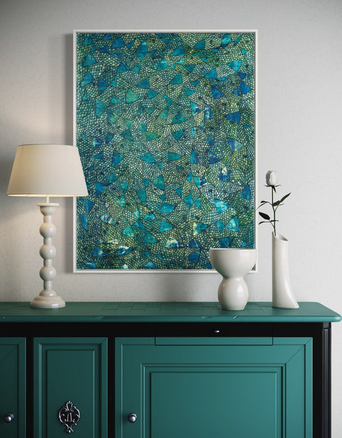 BLUE GREEN SARDINES | framed giclee on canvas print