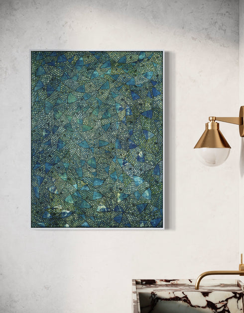 BLUE GREEN SARDINES | framed giclee on canvas print