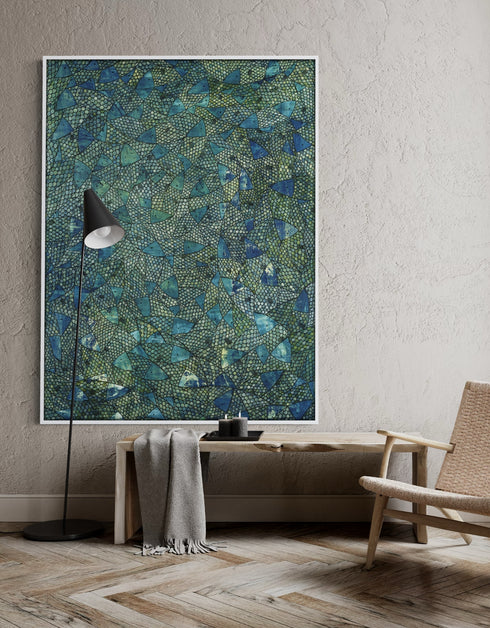 BLUE GREEN SARDINES | framed giclee on canvas print