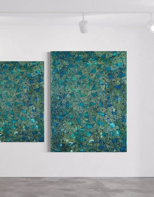 BLUE GREEN SARDINES | framed giclee on canvas print