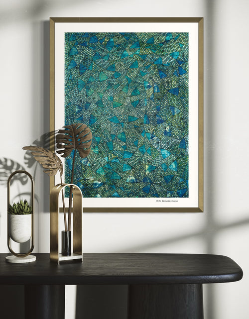 Blue Green Sardines is a Limited Edition Print by Seth B. Minkin with deep blues, emerald greens, and gold accents, vividly capturing each individual scale of each sardine in intricate detail.