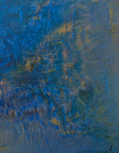 Convection is a Limited Edition Print by Seth B. Minkin, with vivid hues and abstract forms, capturing the dynamic energy and vibrant interplay of rich blue, gold and earth tones.