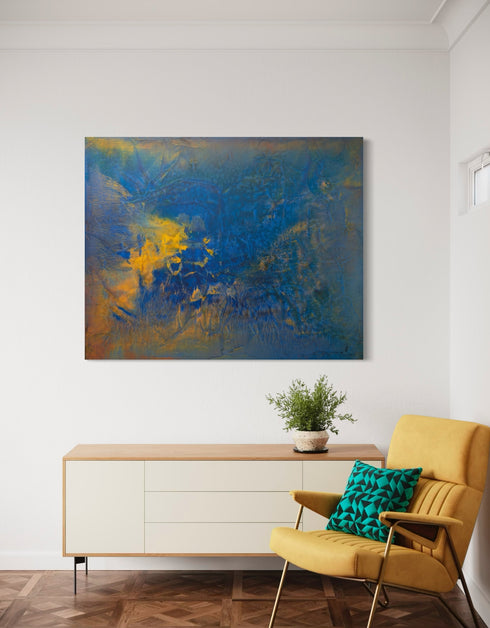 Abstract painting depicting the dynamic processes beneath the earth's surface, with swirling colors and intricate patterns.