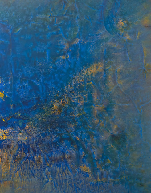 Abstract painting depicting the dynamic processes beneath the earth's surface, with swirling colors and intricate patterns.