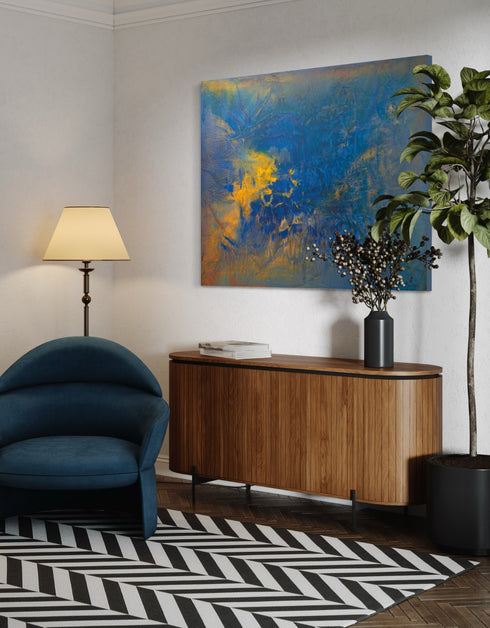 Abstract painting depicting the dynamic processes beneath the earth's surface, with swirling colors and intricate patterns.