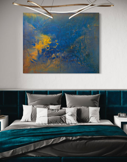 Abstract painting depicting the dynamic processes beneath the earth's surface, with swirling colors and intricate patterns.