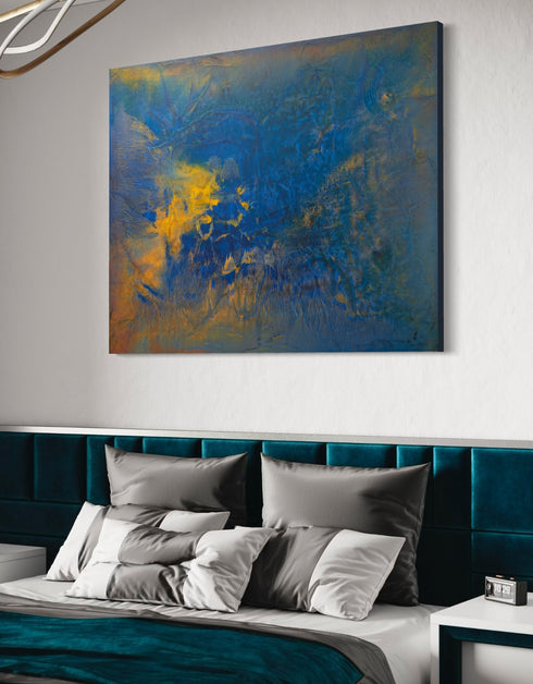 Abstract painting depicting the dynamic processes beneath the earth's surface, with swirling colors and intricate patterns.