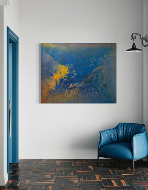 Abstract painting depicting the dynamic processes beneath the earth's surface, with swirling colors and intricate patterns.