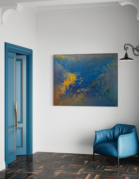 Abstract painting depicting the dynamic processes beneath the earth's surface, with swirling colors and intricate patterns.