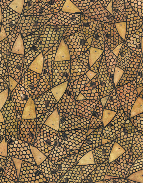 Copper Sardines is a Limited Edition Print by Seth B. Minkin, with rich gold, rose gold, and copper tones, highlighting the luxurious metallic hues of sardines.