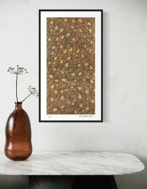 Copper Sardines is a Limited Edition Print by Seth B. Minkin, with rich gold, rose gold, and copper tones, highlighting the luxurious metallic hues of sardines.