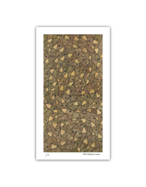 Copper Sardines is a Limited Edition Print by Seth B. Minkin, with rich gold, rose gold, and copper tones, highlighting the luxurious metallic hues of sardines.