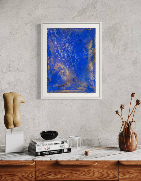 Fireflies is a Limited Edition Print by Seth B. Minkin, with enchanting fireflies glowing against a dark background, reflecting a whimsical and warm atmosphere.