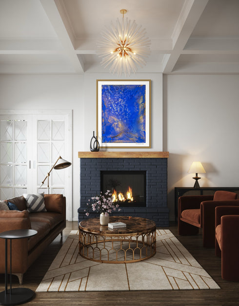 Fireflies is a Limited Edition Print by Seth B. Minkin, with enchanting fireflies glowing against a dark background, reflecting a whimsical and warm atmosphere.