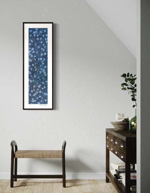 Fish Stick Sardines is a Limited Edition Print by Seth B. Minkin, with rich cobalt blues, seafoam greens, and vibrant golds, capturing detailed sardines.