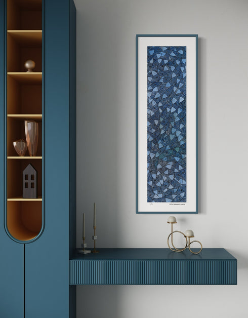 Fish Stick Sardines is a Limited Edition Print by Seth B. Minkin, with rich cobalt blues, seafoam greens, and vibrant golds, capturing detailed sardines.