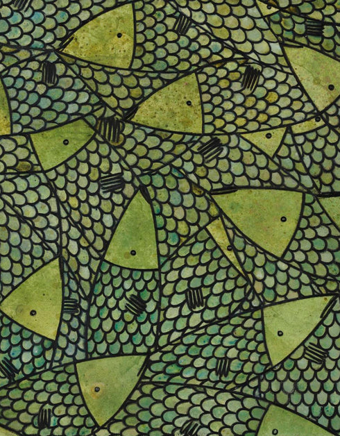 GREEN GOLD SARDINES | framed giclee on canvas print