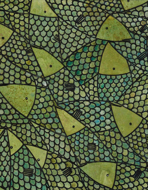 GREEN GOLD SARDINES | framed giclee on canvas print