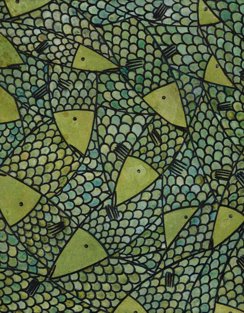 GREEN GOLD SARDINES | framed giclee on canvas print