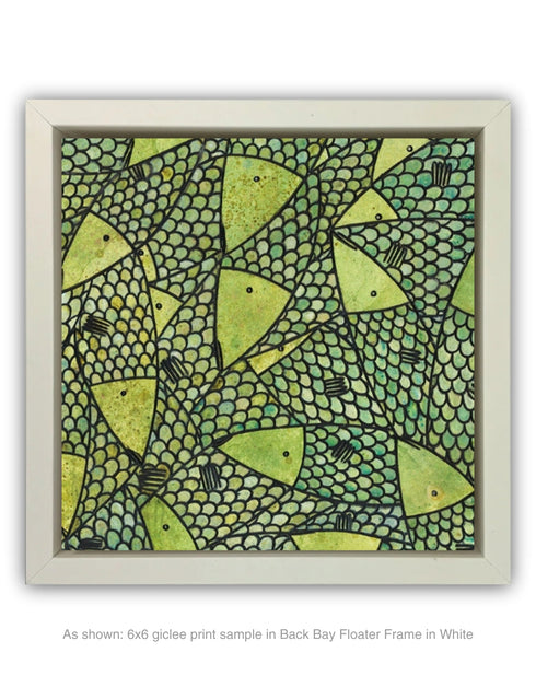 GREEN GOLD SARDINES | framed giclee on canvas print