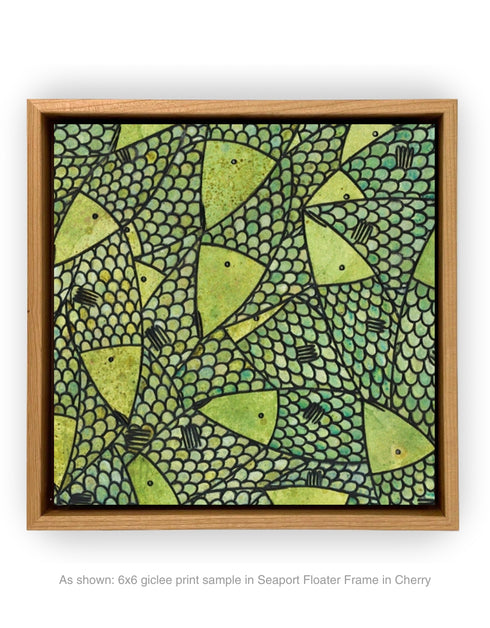 GREEN GOLD SARDINES | framed giclee on canvas print