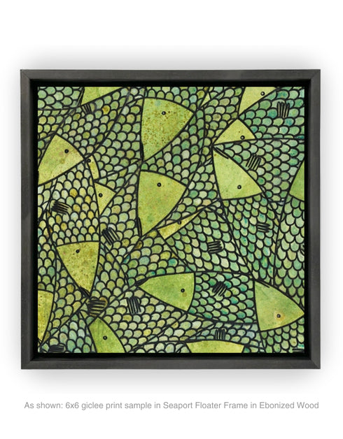 GREEN GOLD SARDINES | framed giclee on canvas print