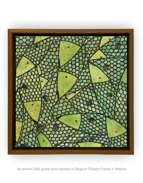 GREEN GOLD SARDINES | framed giclee on canvas print