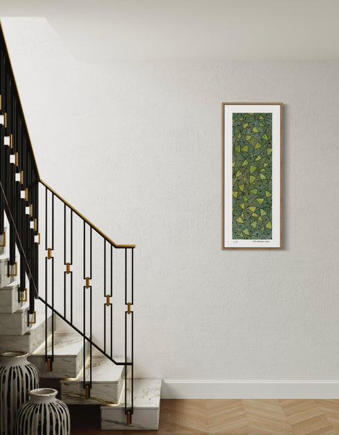 Green Gold Sardines is a Limited Edition Print by Seth B. Minkin, with bold lime green and gold hues, highlighting sardines' dynamic colors and playful composition.