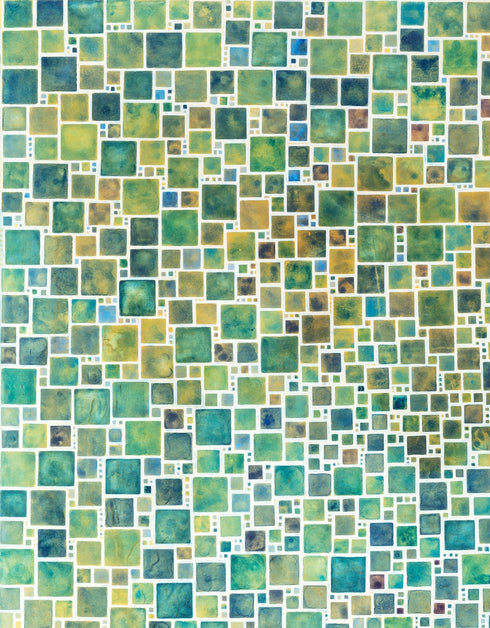 GREEN SQUARES | framed giclee on canvas print