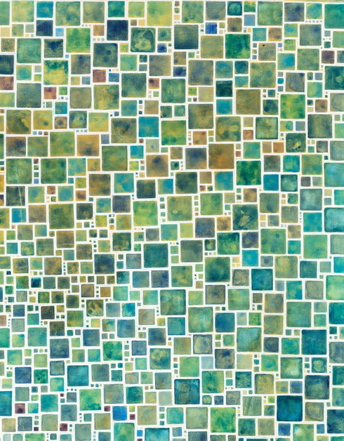 GREEN SQUARES | framed giclee on canvas print