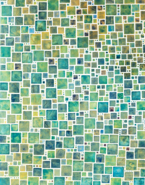 GREEN SQUARES | framed giclee on canvas print