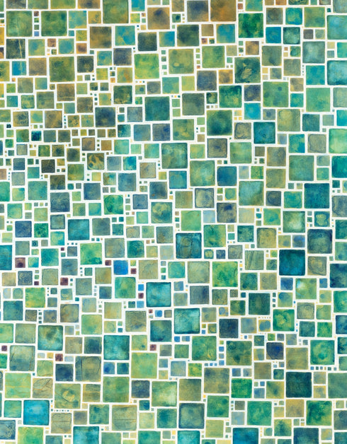 GREEN SQUARES | framed giclee on canvas print