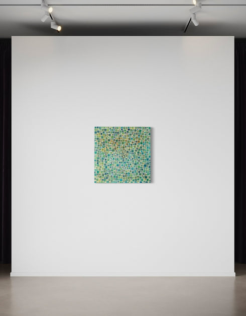 GREEN SQUARES | framed giclee on canvas print