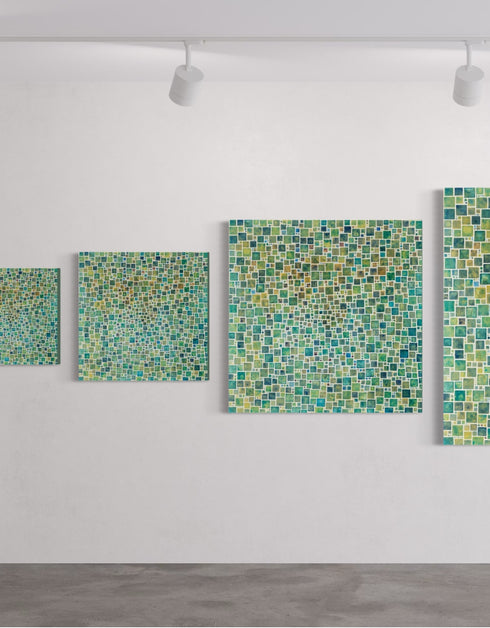 GREEN SQUARES | framed giclee on canvas print