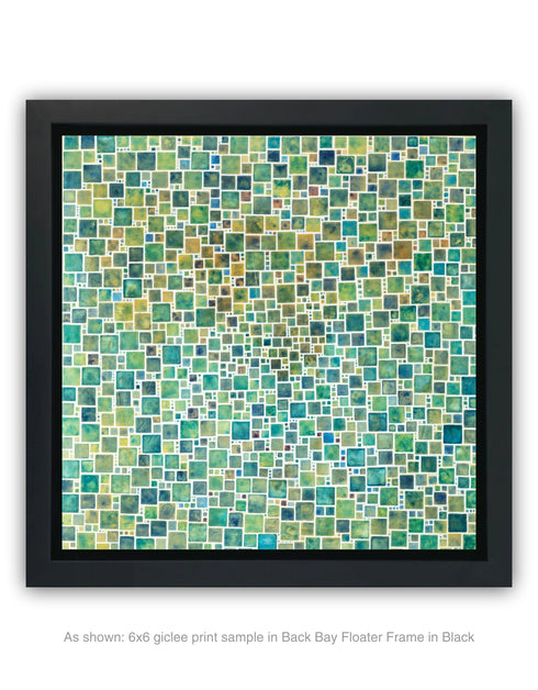 GREEN SQUARES | framed giclee on canvas print