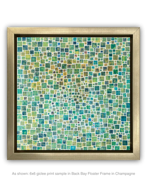 GREEN SQUARES | framed giclee on canvas print