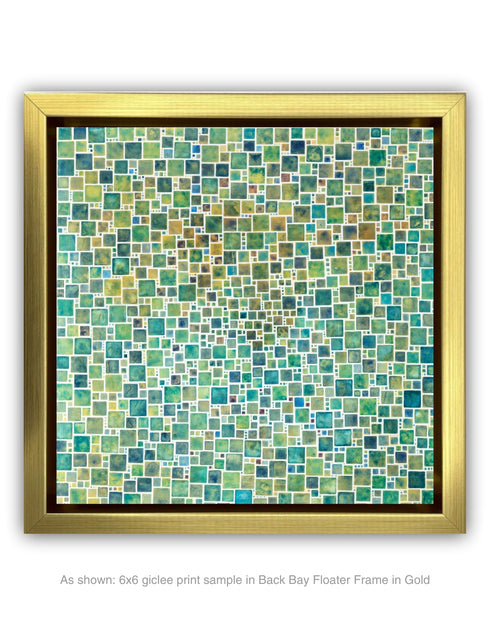 GREEN SQUARES | framed giclee on canvas print