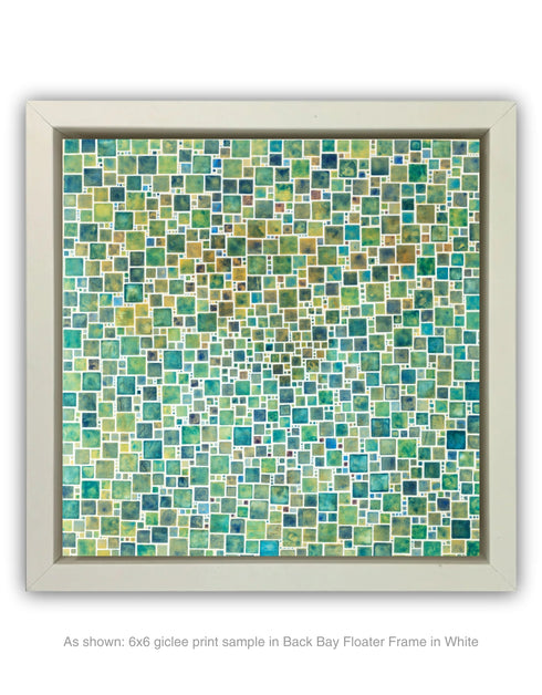 GREEN SQUARES | framed giclee on canvas print