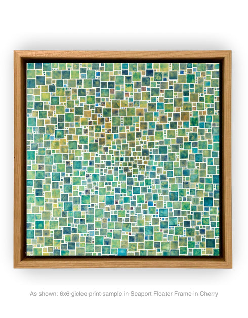 GREEN SQUARES | framed giclee on canvas print