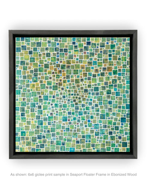 GREEN SQUARES | framed giclee on canvas print