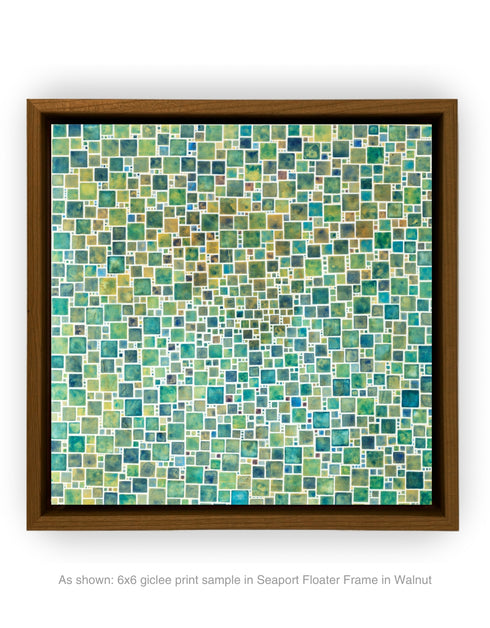 GREEN SQUARES | framed giclee on canvas print